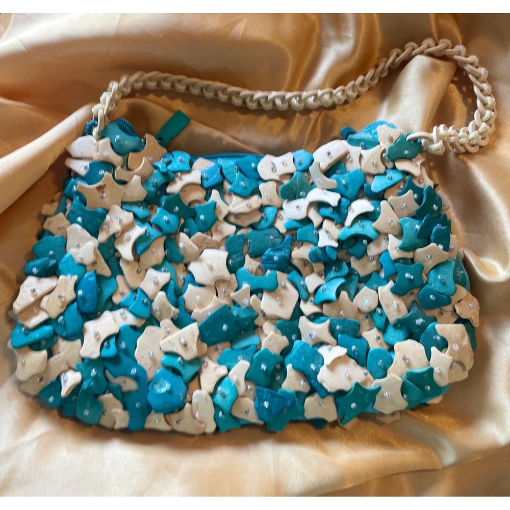 Mido Collection Turquoise Cowrie Shell Mother of Pearl Boho Shoulder Bag